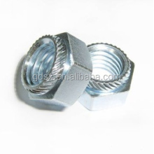 China manufacture processing blue zinc plated mild steel knurled self clinch nut m6